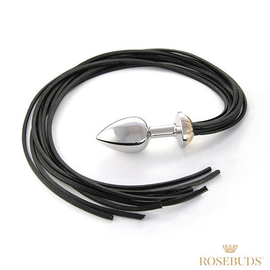 Rosebuds Intimate Fusion - Luxurious Metal Plug and Leather Whip Set - Butt Plugs