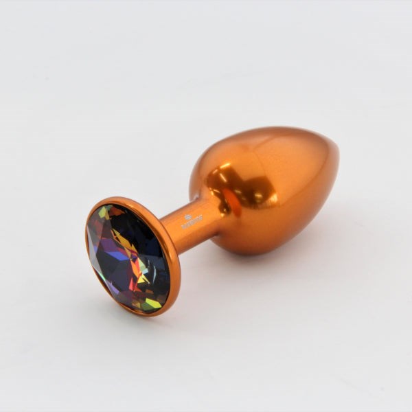 Rosebuds Orange Aluminium Butt Plug With Gem Medium - - Butt Plugs