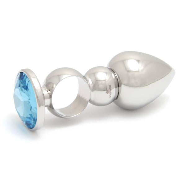 Rosebuds Versatile Ringed Stainless Steel Butt Plug with Crystal Gem - - Butt Plugs