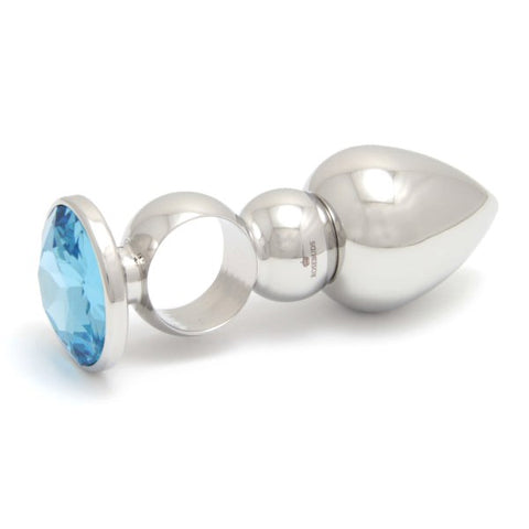 Rosebuds Versatile Ringed Stainless Steel Butt Plug with Crystal Gem - Butt Plugs