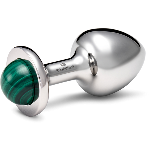 Rosebuds Stainless Steel Anal Plug Small With Malachite Gem - Butt Plugs