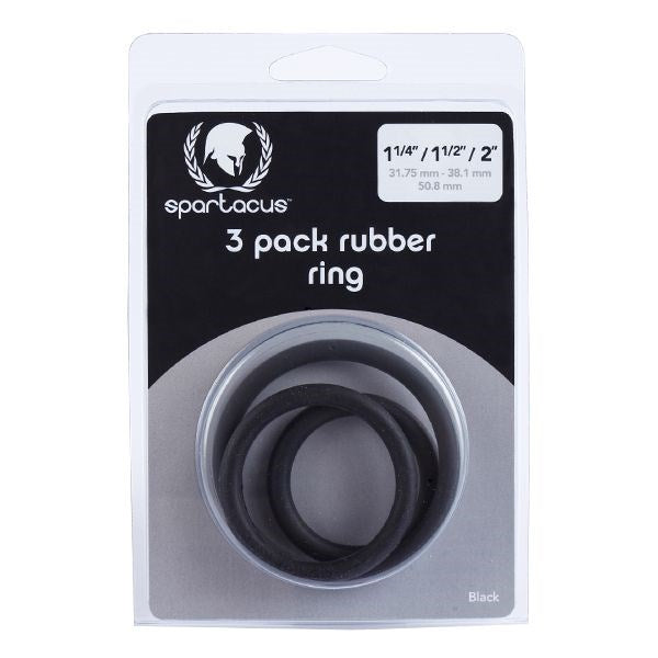 Rubber 3 Piece Cock Ring Set Black For ED Treatment - Stretchy Cock Rings