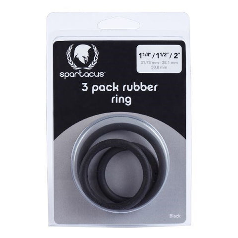 Rubber 3 Piece Cock Ring Set Black For ED Treatment - Stretchy Cock Rings