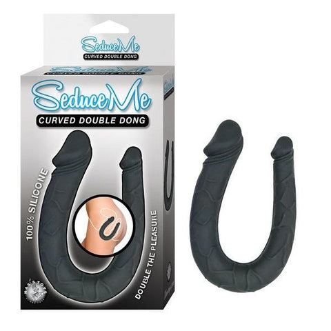 Dual Delight - SEDUCE ME 13-Inch Curved Veined Silicone Pleasure Toy - Double Ender