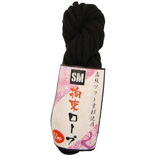 SM Restraint Soft Bondage Rope 12 metres Black - Cuffs and Restraints