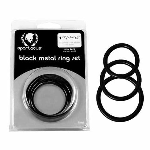 Steel 3 Piece Cock Ring Set Black - Steel Cock Rings