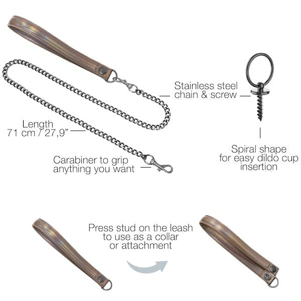 Strap-On-Me Bondage Collar, Leash, and Dildo Ring Set - Collars and Leads