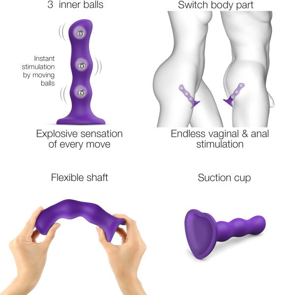 Euphoric Enchantment - Strap-On-Me Silicone Dildo Plug with Rotating Geisha Balls - Anal Dildos