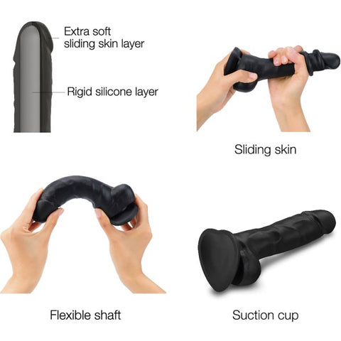 STRAP-ON-ME Sliding Skin Realistic Dildo - Black - Realistic Dildos