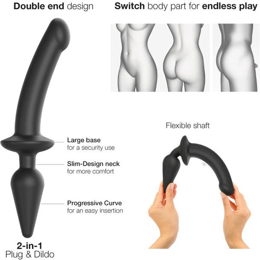 STRAP-ON-ME Switch Plug-In Semi-Realistic - Black - Anal Dildos
