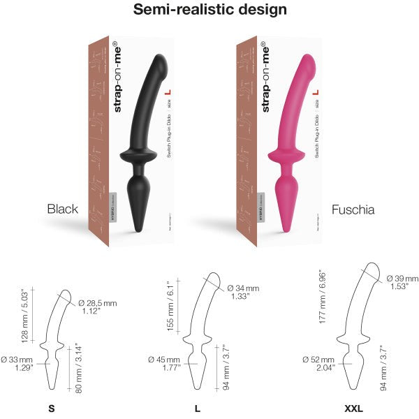 STRAP-ON-ME Switch Plug-In Semi-Realistic - Black - Anal Dildos