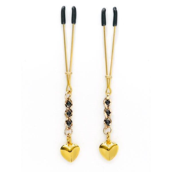 Tweezer Nipple Clamp With Heart Pendant - Nipple and Clit Clamps