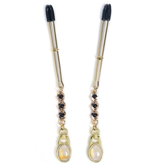 Spartacus Sensual Gems - Adjustable Nipple Clamps with Pearl Pendant - Nipple and Clit Clamps