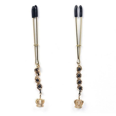 Tweezer Nipple Clamps With Crown Pendant - Nipple and Clit Clamps