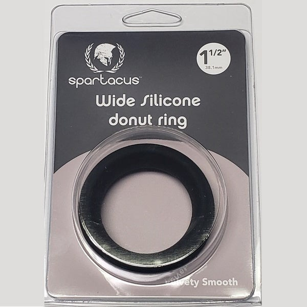 Wide Silicone Donut Ring Black 1.5 inches For Penis Pumps - Stretchy Cock Rings