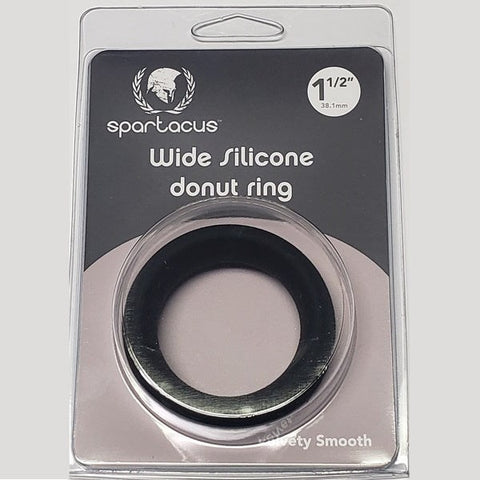 Wide Silicone Donut Ring Black 1.5 inches For Penis Pumps - Stretchy Cock Rings