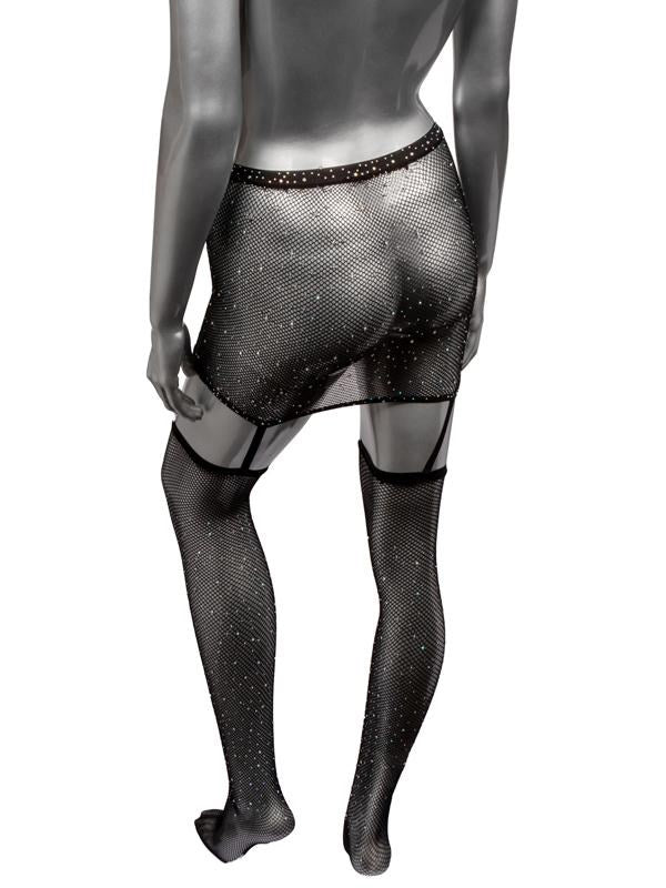 Radiance Sexy & Comfortable One Piece Garter Skirt With Thigh Highs - Fishnet and Thigh Highs