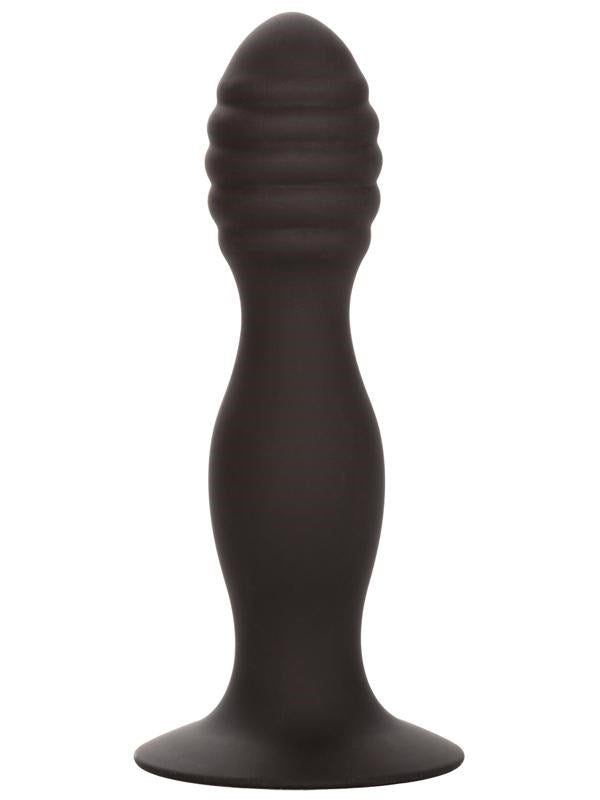 Silicone Ribbed Suction Cup Anal Plug - - Butt Plugs