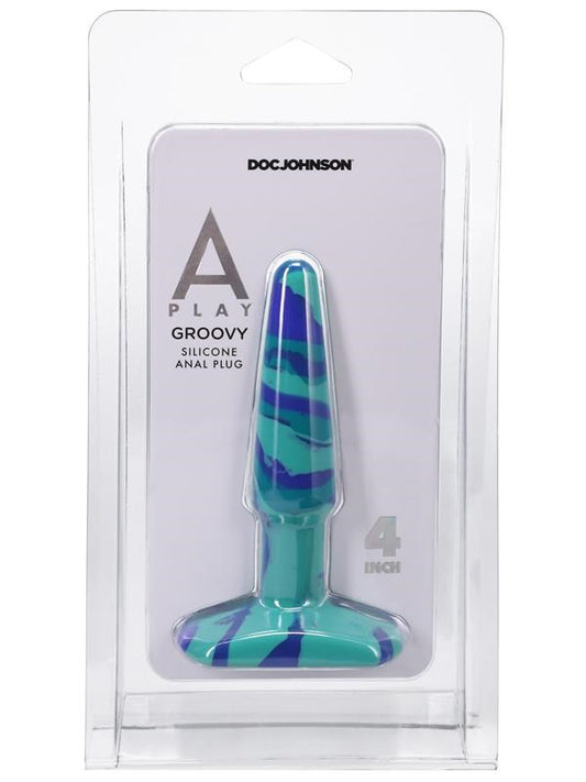 Doc Johnson A-Play Groovy Silicone Anal Play Plug Ocean - Butt Plugs