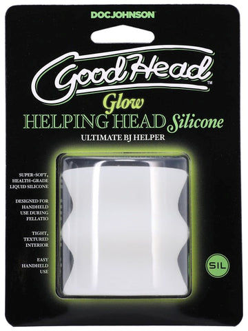 Doc Johnson GoodHead Glow Helping Head Silicone Stroker - Masturbators and Strokers