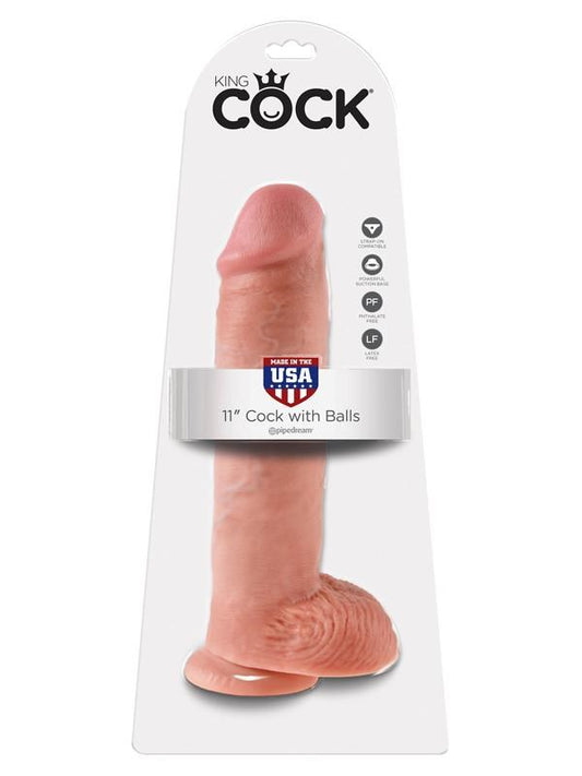 King Cock 11 inch Suction Cup Realistic Dildo With Balls - Realistic Dildos