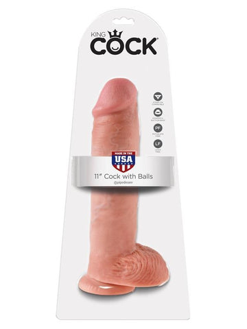 King Cock 11 inch Suction Cup Realistic Dildo With Balls - Realistic Dildos