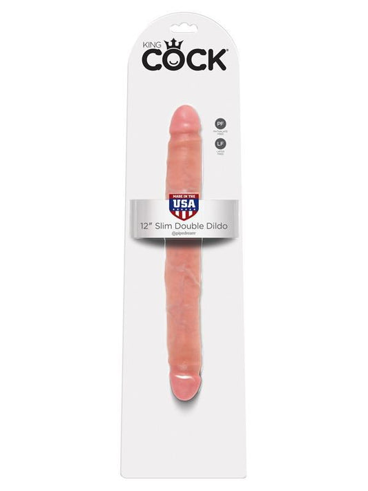 King Cock 12 inch Slim Double Ender Realistic Dildo - Double Ender