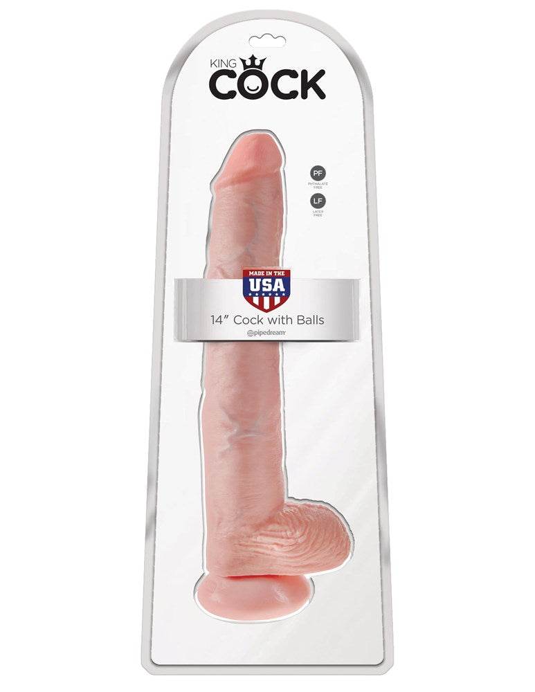 King Cock 14 inch Realistic Cock with Balls - - Realistic Dildos