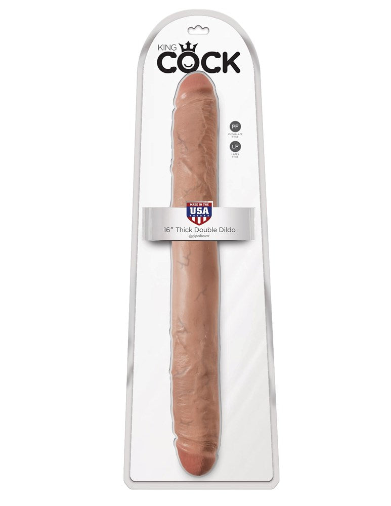 King Cock 16 Inch Thick Double Dildo with Suction Cup - - Double Ender