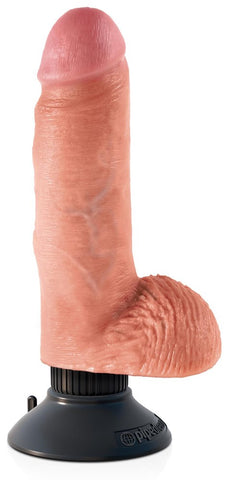 King Cock Vibrating Cock with Balls Flesh - Vibrating Dildos