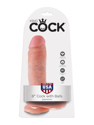 King Cock 8 Inch Realistic Dildo with Balls and Suction Cup - Realistic Dildos
