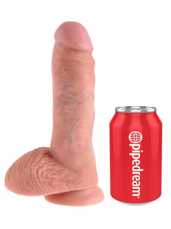 King Cock 8 Inch Realistic Dildo with Balls and Suction Cup - Realistic Dildos