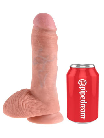 King Cock 8 Inch Realistic Dildo with Balls and Suction Cup - Realistic Dildos