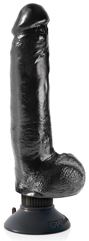 King Cock Vibrating Cock with Balls Black - Vibrating Dildos