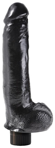 King Cock Vibrating Cock with Balls Black - Vibrating Dildos