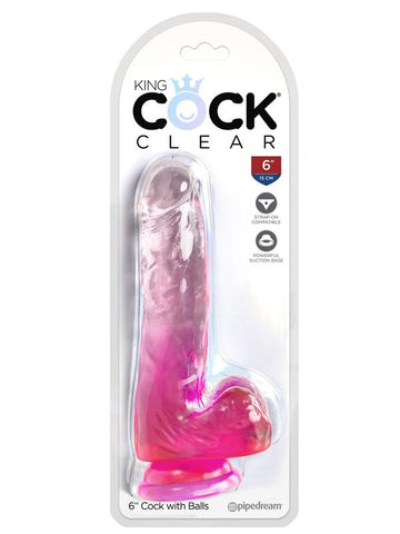 King Cock Clear 6 Inch Lifelike Realistic Dildo with Balls - Realistic Dildos