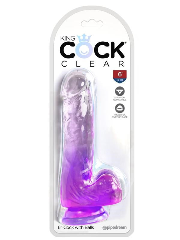 King Cock Clear 6 Inch Lifelike Realistic Dildo with Balls - - Realistic Dildos
