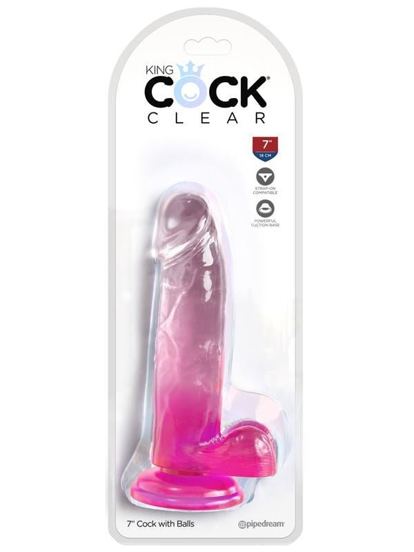 King Cock Clear 7 inch Realistic Cock with balls - Realistic Dildos