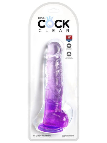 King Cock Clear 8 inch Realistic Dong with balls - Realistic Dildos