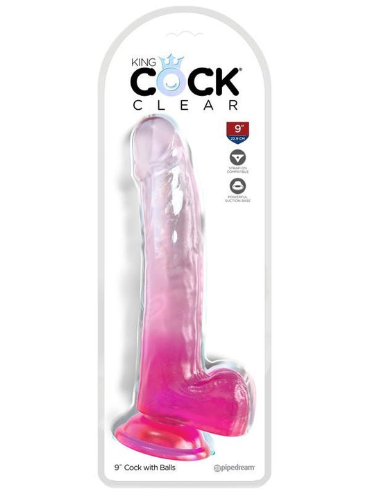 King Cock Clear 9 inch Realistic Cock with Balls - Realistic Dildos