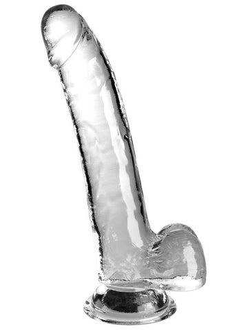 King Cock Clear Suction Cup Base Dildo with Balls - Clear - Realistic Dildos