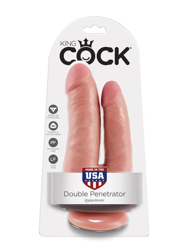 King Cock Double Penetrator Dildo with Suction Cup - - Double Ender