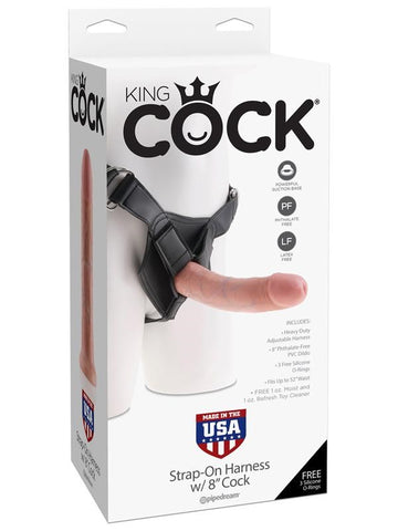 King Cock Strap-On Harness with 8 inch Realistic Cock - Strap On Sextoys