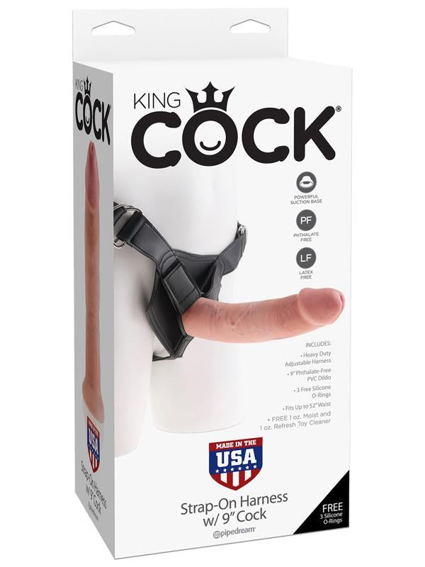 King Cock Strap-On Harness with 9 inch Realistic Cock - - Strap On Sextoys