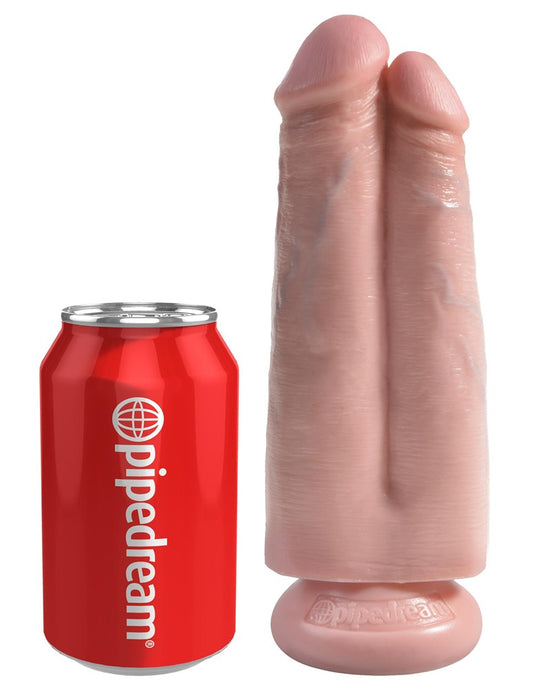 King Cock Two Cocks One Hole Double Dildo Flesh - Double Ender