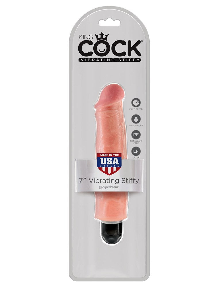King Cock Vibrating Stiffy Realistic & Body-Safe Dildo Flesh - Vibrating Dildos
