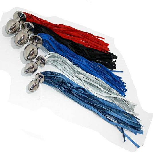 Leather Tail Butt Plug Large - Steel Sex Toys