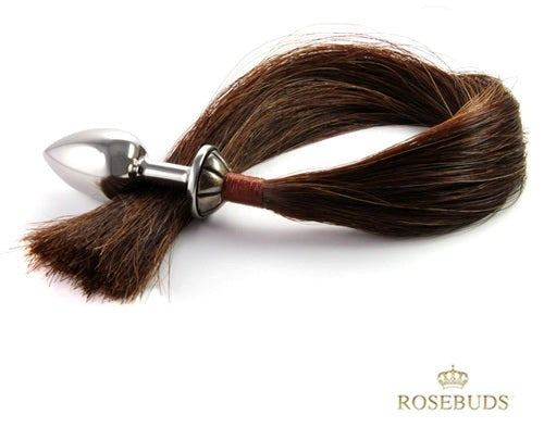 Rosebuds Tailbud M Natural Horse Hair 48.5cm - - Steel Sex Toys