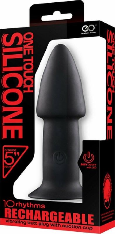 Excellent Power One Touch Rechargeable Silicone Butt Plug 5 inch - - Anal Vibrators