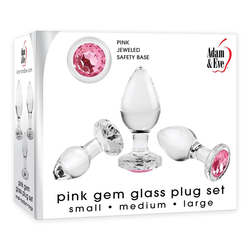 Adam & Eve Heart Gem Glass Plug Set - - Butt Plugs